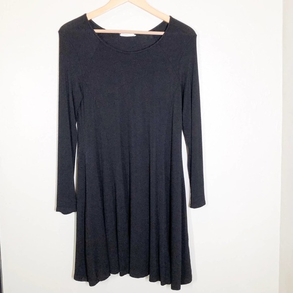 LUSH for NORDSTROMS Women's Black Long Sleeve Scoop Neck T-Shirt Dress sz S - Picture 1 of 5